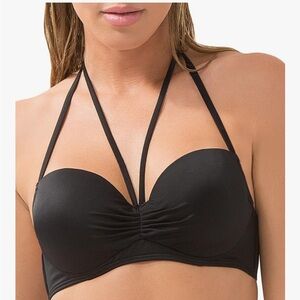 Smart & Sexy Women’s Swim Secret Halter Underwire Bikini Top Black Size 34D